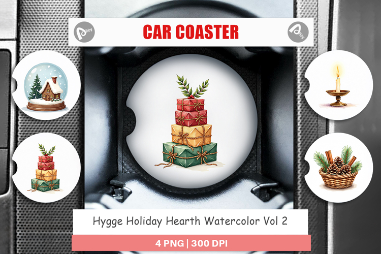 Hygge Holiday Hearth Car Coaster