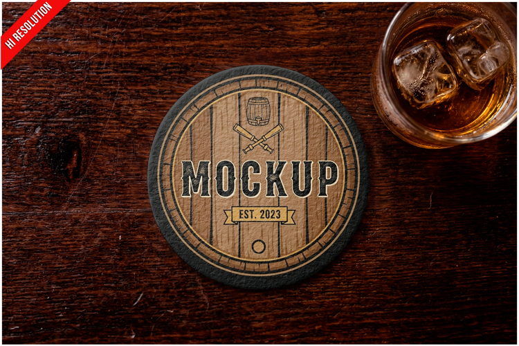 Paper Coaster On Mahogany Bar Counte