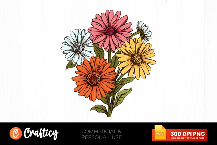 Colorful Birth Month Flower Clipart PNG