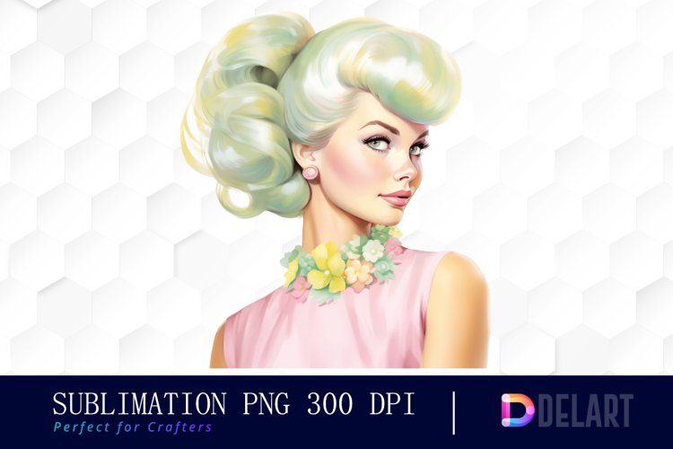 Watercolor Retro Pin Up Girl Clipart, Artwork