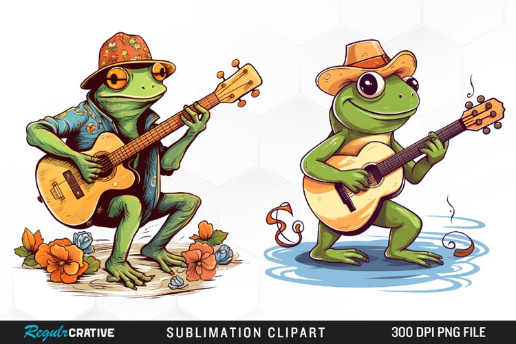 Watercolor Frogs Sublimation PNG Clipart