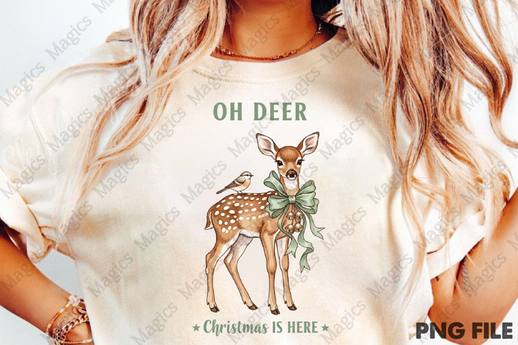Vintage Christmas Deer PNG Sublimation