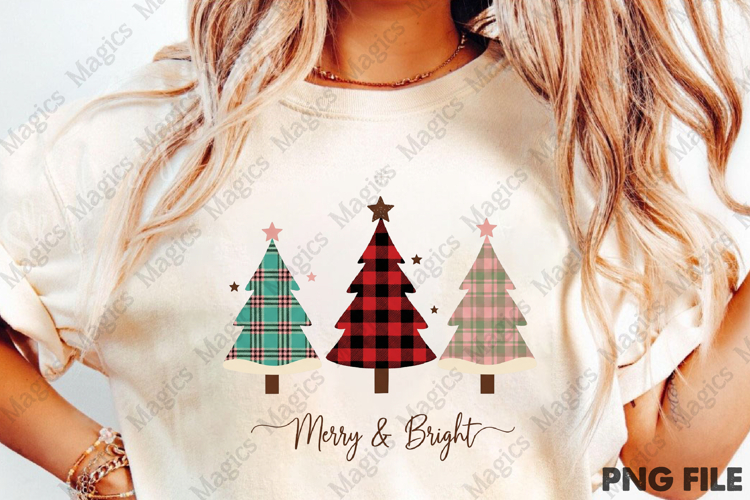 Christmas Plaid Trees PNG Sublimation