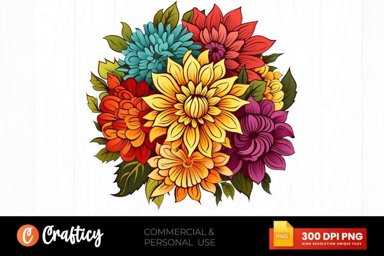 Colorful Birth Month Flower Clipart PNG