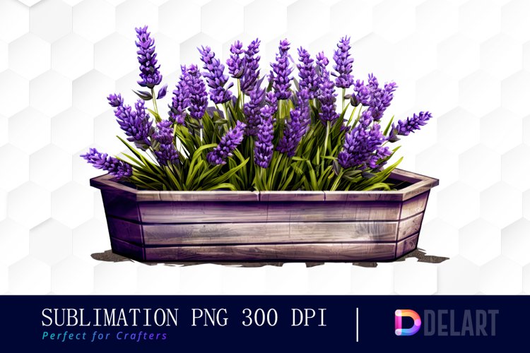 Lavender in Wooden Water Trough PNG Clipart