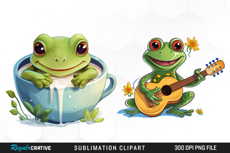 Watercolor Frogs Sublimation PNG Clipart example image 1
