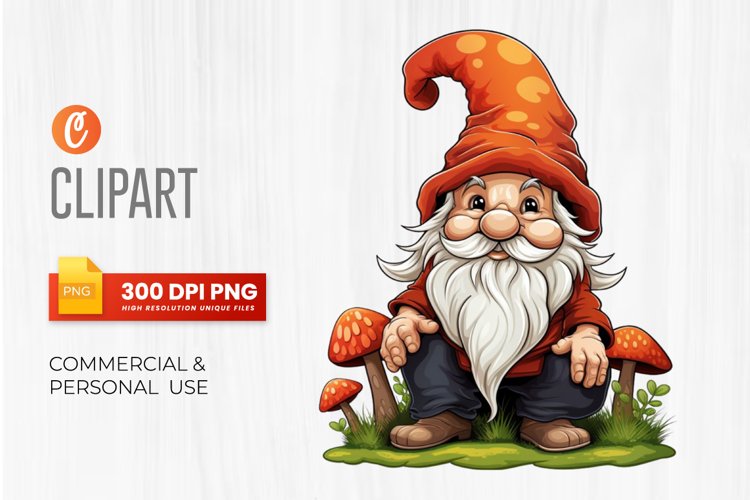 Gnomes Sitting on a Mushroom Clipart PNG (3197105)