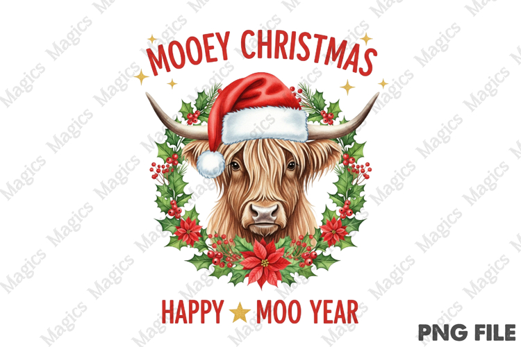 Mooey Christmas Happy Moo Highland Cow | Christmas Quotes