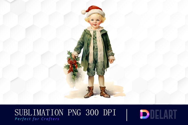 Watercolor Vintage Christmas Clipart, Sublimation Art