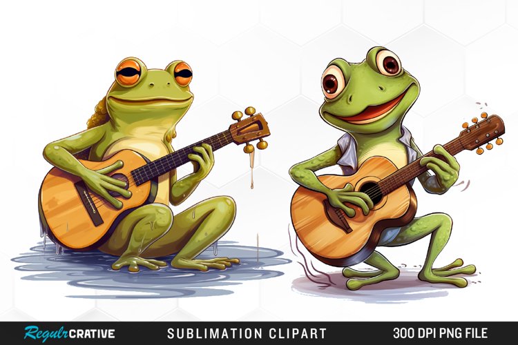 Watercolor Frogs Sublimation PNG Clipart example image 1