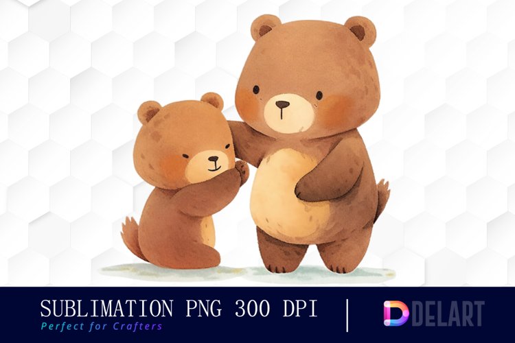Watercolor Family Bear Sublimation Clipart