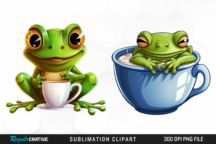 Watercolor Frogs Sublimation PNG Clipart