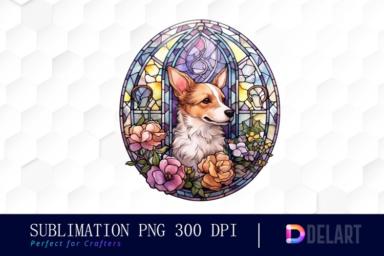 Watercolor Stained Glass Gothic Dog PNG Clipart