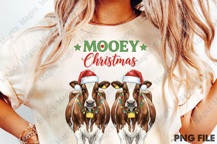 Hand Drawn Christmas Farm Cow PNG