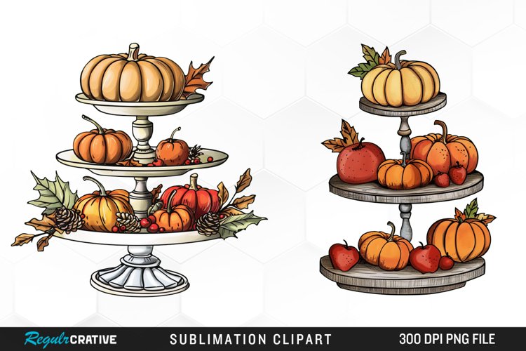 Cozy Thanksgiving Tiered Tray Clipart