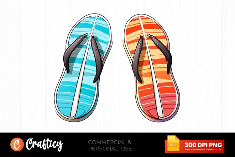 Pair of Beach Flip Flops Clipart PNG