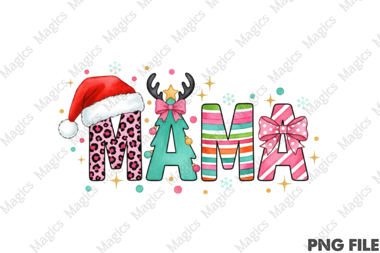 Colorful MOM Png, Holiday Mama Png example image 1