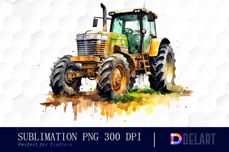 Watercolor Tractor Farm Field Clipart Fun
