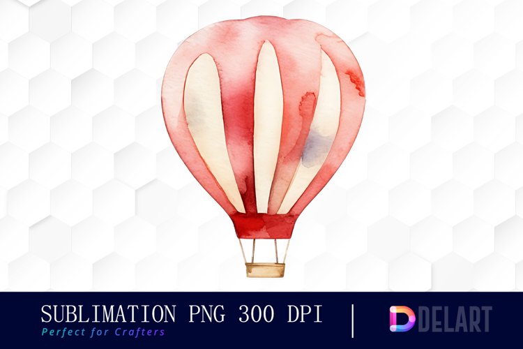 Watercolor American Hot Air Bal loon Sublimation Art