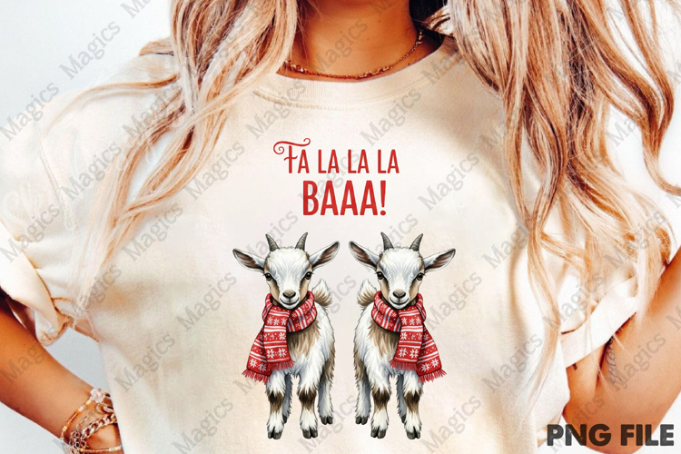 Hand Drawn Christmas Farm Goat PNG