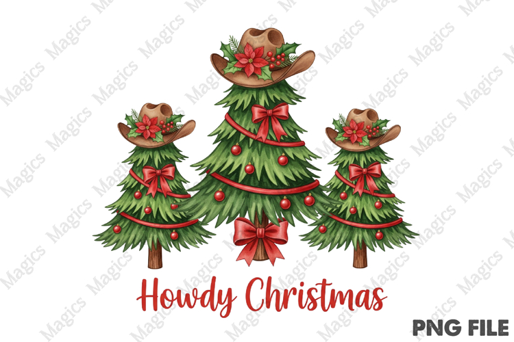 Howdy Christmas Tree Cowboy Western PNG | Christmas Quotes