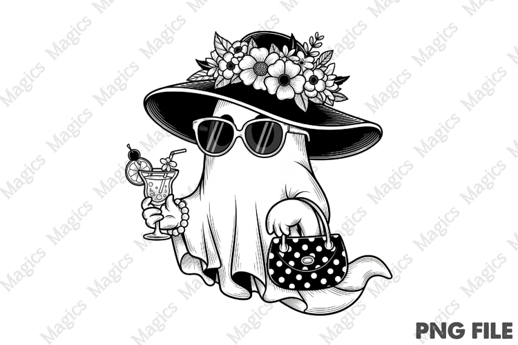 Cute Ghost Drinking Drink Fall Halloween