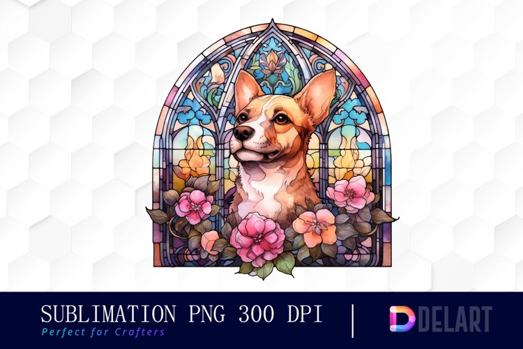Watercolor Stained Glass Gothic Dog Clipart Image