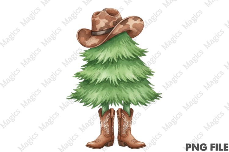 Cowboy Christmas Tree Png, Western Tree example image 1
