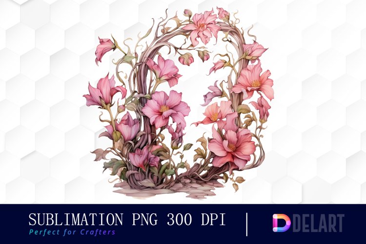 Watercolor Pink Witch and Garden Patch Clipart, PNG Set