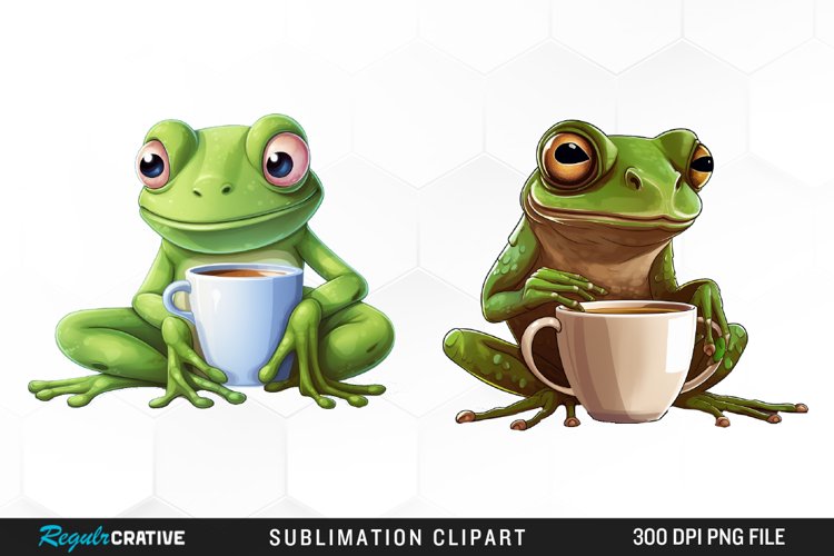 Watercolor Frogs Sublimation PNG Clipart example image 1