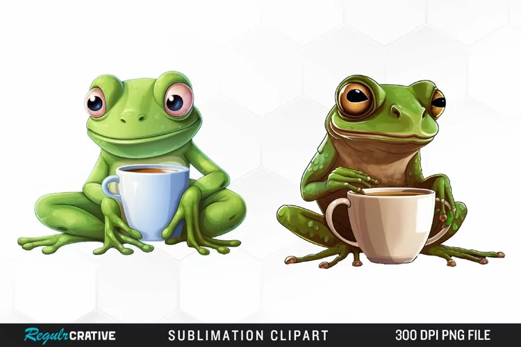 Watercolor Frogs Sublimation PNG Clipart