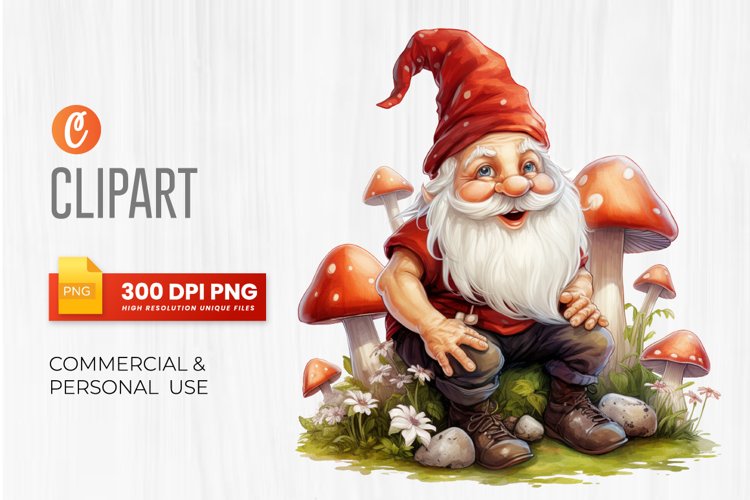 Gnomes Sitting on a Mushroom Clipart PNG (3187471)