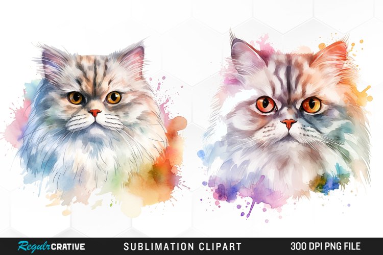 Watercolor Persian Cat Art Clipart