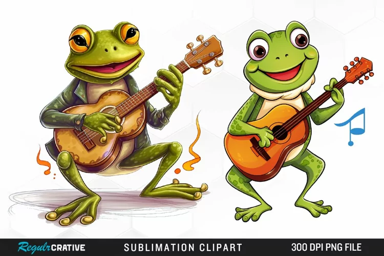 Watercolor Frogs Sublimation PNG Clipart