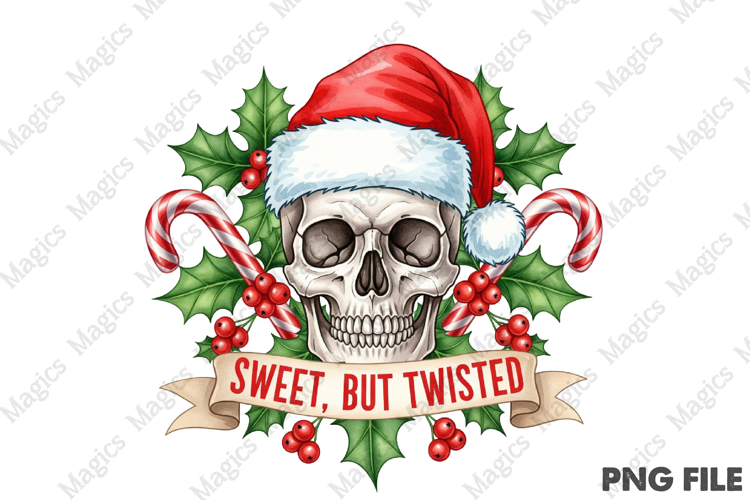 Christmas Skull Sweet but Twisted PNG