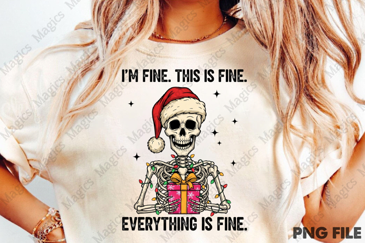 Funny Christmas Skeleton PNG Sublimation