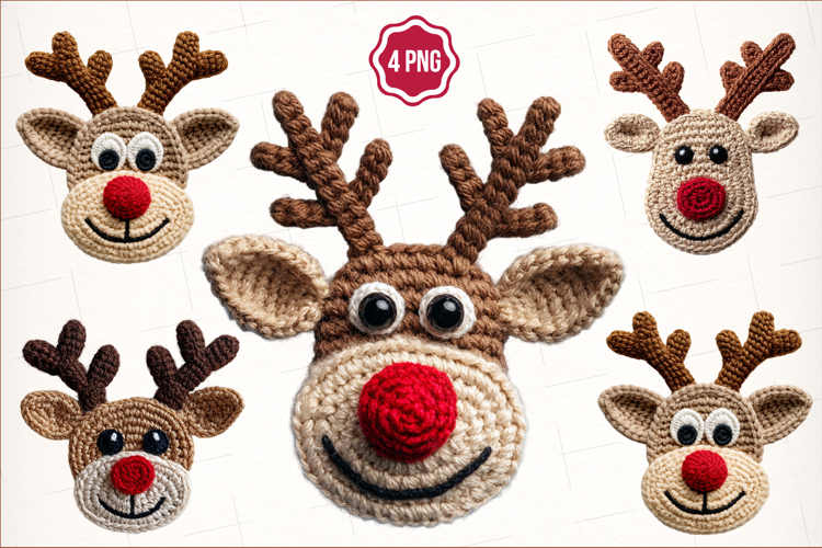 Cute Reindeer Christmas Png, Faux Yarn