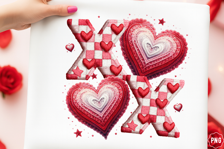 Faux Yarn Crochet XOXO Love Valentines Day PNG