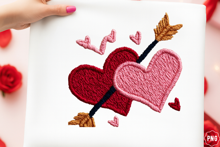 Latch Hook Valentine Hearts PNG, Faux Yarn Chenille Rug Text