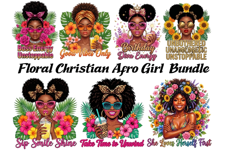 Black Girl Summer PNG Bundle | Floral Afro Girl