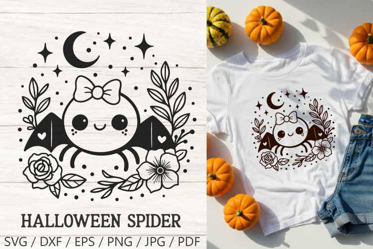 Kawaii Spider SVG Cut File| Cute Halloween PNG Clipart