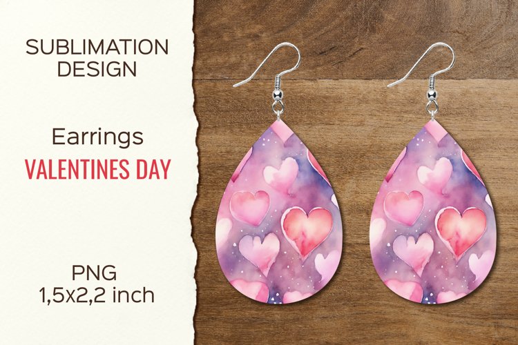 Valentines Hearts Love|Earring Teardrop|Sublimation Design