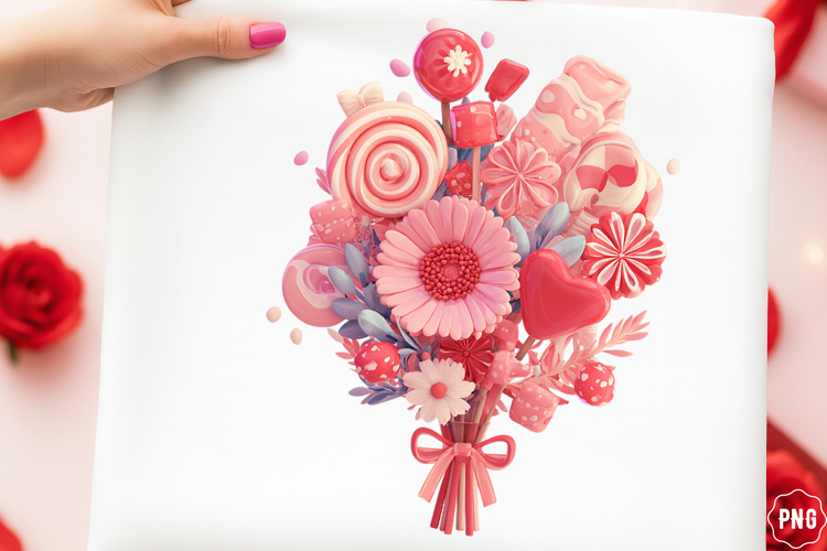 3d Sublimation Red Floral Clipart Graphic