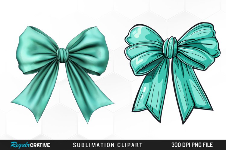 Watercolor Teal Bow Illustration PNG Clipart example image 1