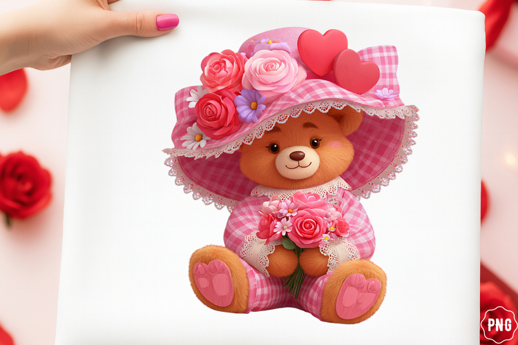 Valentine Pink Teddy Bear Png