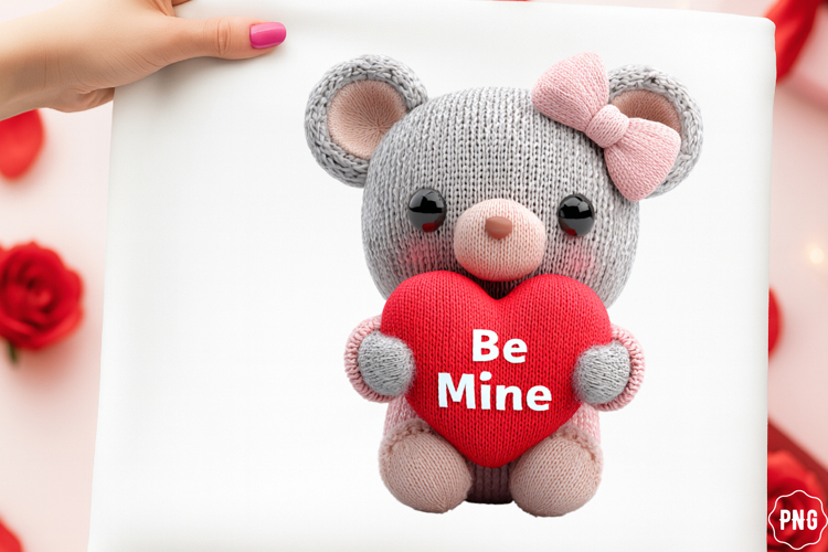 Crochet Yarn Valentine Teddy Bear Png