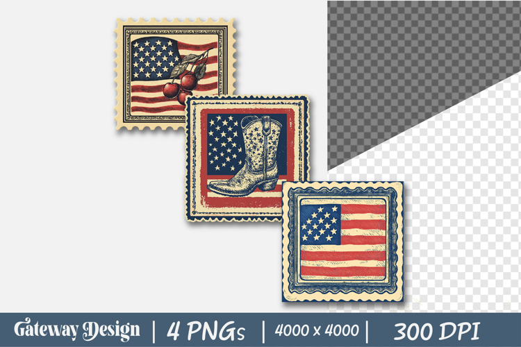4th of july postage stamp clipart example image 1