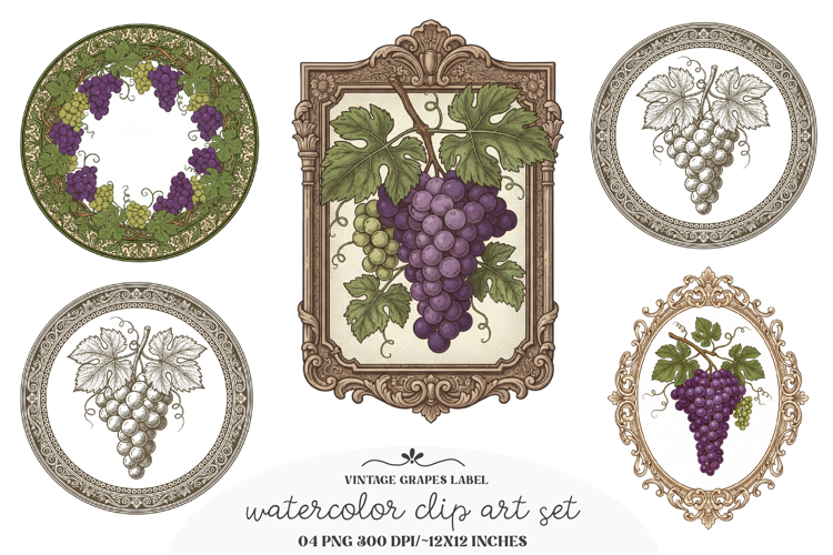 Vintage Grapes Label Printable