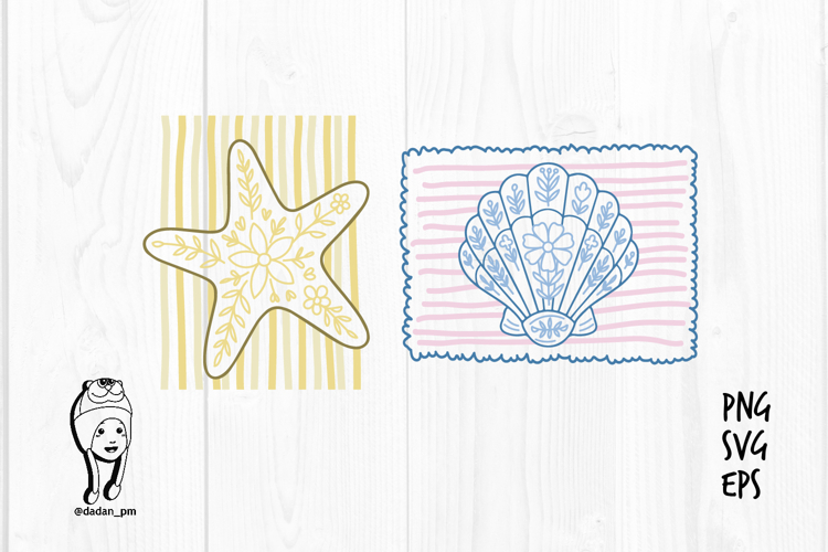 Floral Ocean Creatures hand drawn