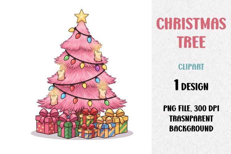 Pink Christmas Tree, Clipart, PNG
